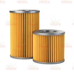 Oil filter for engine realistic with yellow paper